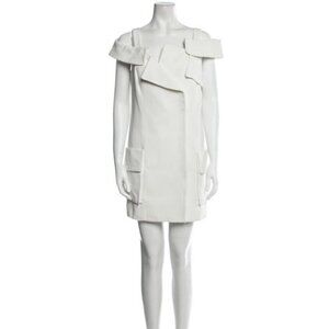 NEW/NWT Monse White Cotton Twill Square Neck Cold Shoulder Dress Size 8